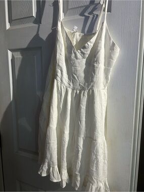 Garage White Spaghetti-Strap Tiered Mini Dress